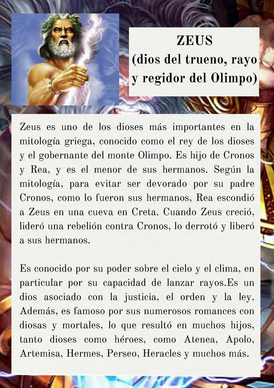 Biografía de Zeus (dios del trueno, rayo y regidor del Olimpo)