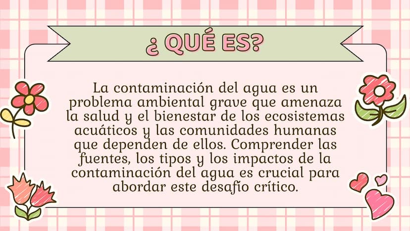 CONTAMINACIÓN
DEL AGUA ¿QUÉ ES?
La contaminación del agua es un
problema ambiental grave que amenaza
la salud y el bienestar de los ecosiste