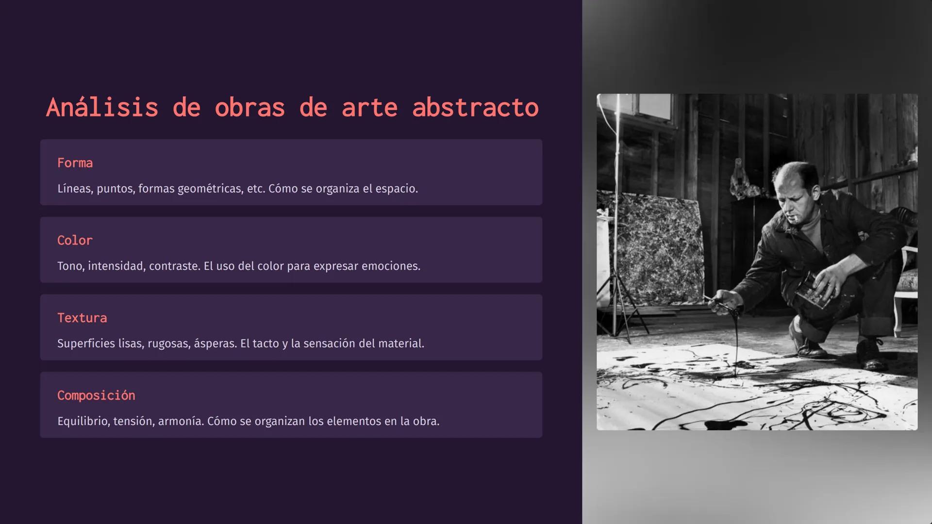 Introducción al
arte abstracto
El arte abstracto es una expresión artística que busca capturar
la esencia de las formas y los colores sin re