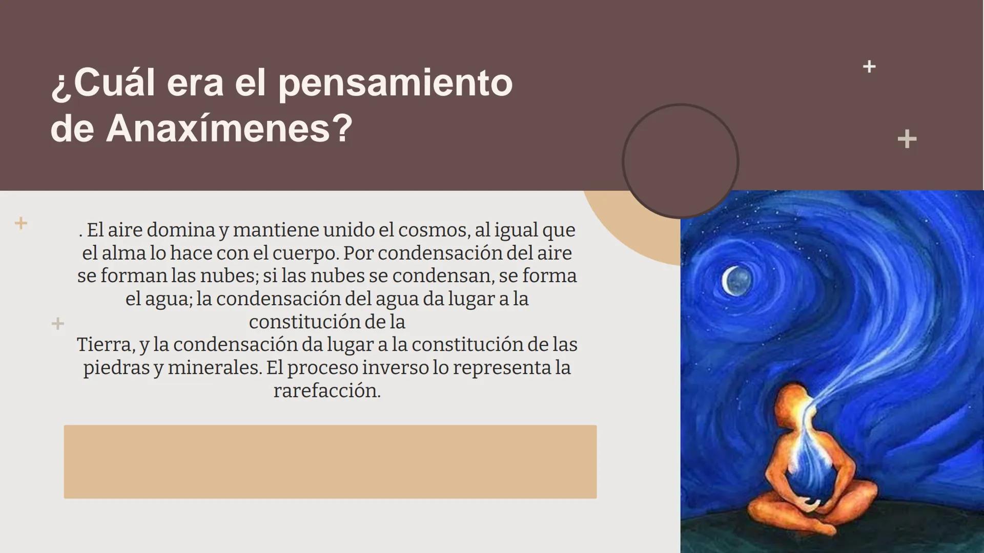 # Anaxímenes

Integrantes: +
+
+
# Anaxímenes.
Tabla de contenidos.

01
¿Quién fue
Anaxímenes?

02
¿Cuál es el
pensamiento de
anaxímenes? # 