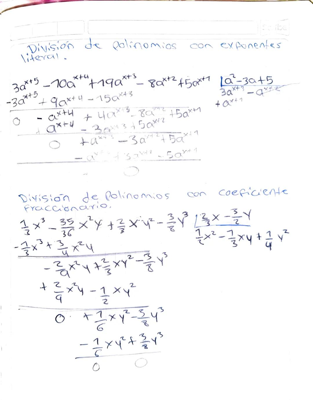 División de polinomio entre polinomis
Para dividir 2 polinomios
⑦ Ordenar a dividendo
Con
(2)
52
relación
a
Una
y el
divisor
misma letra.
di
