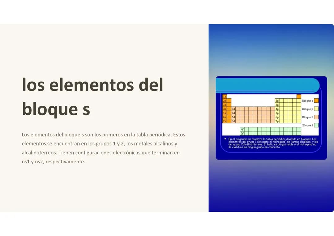 Química de los elementos del bloque s: 