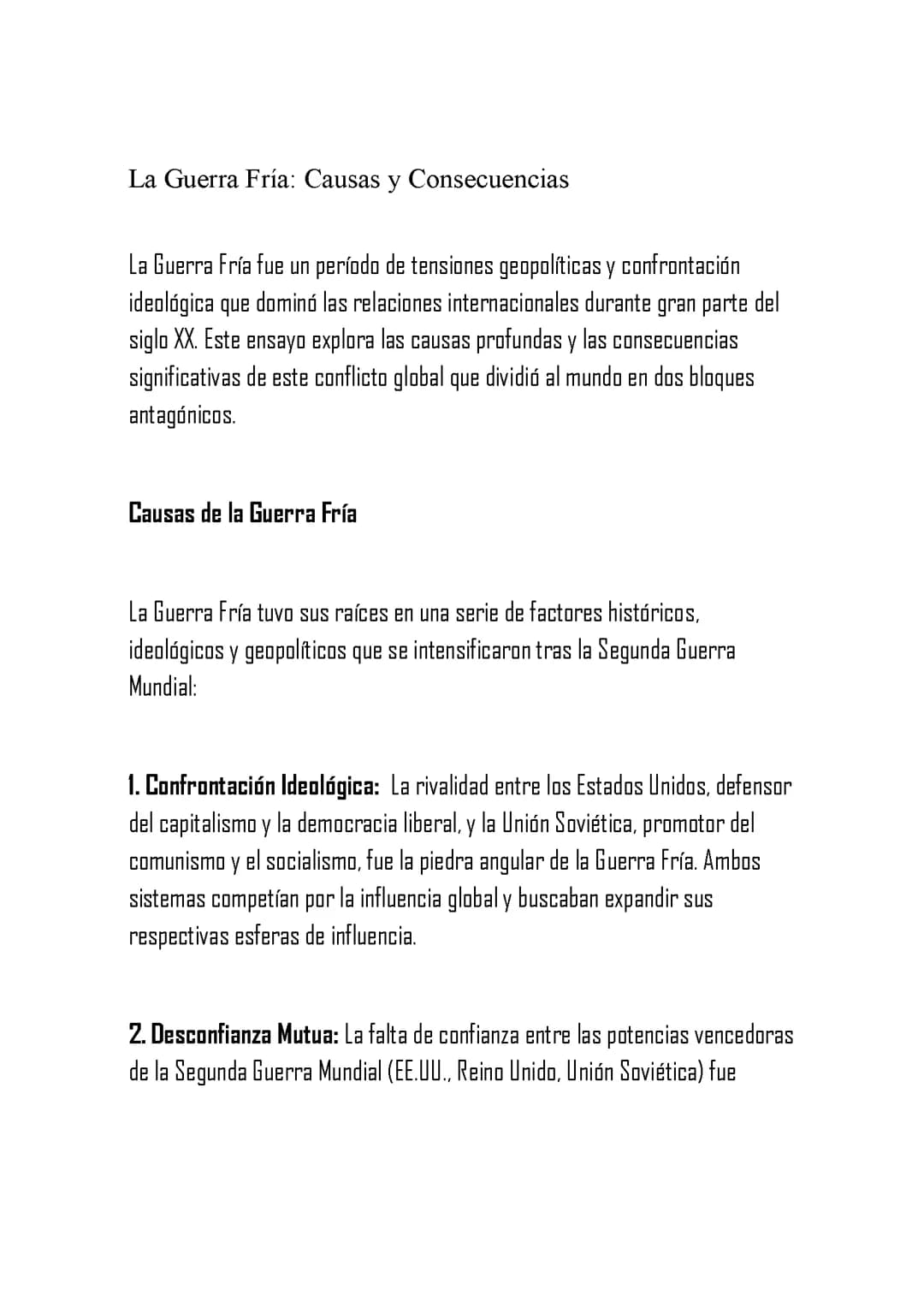 causas y consecuencias de la guerra fria 
