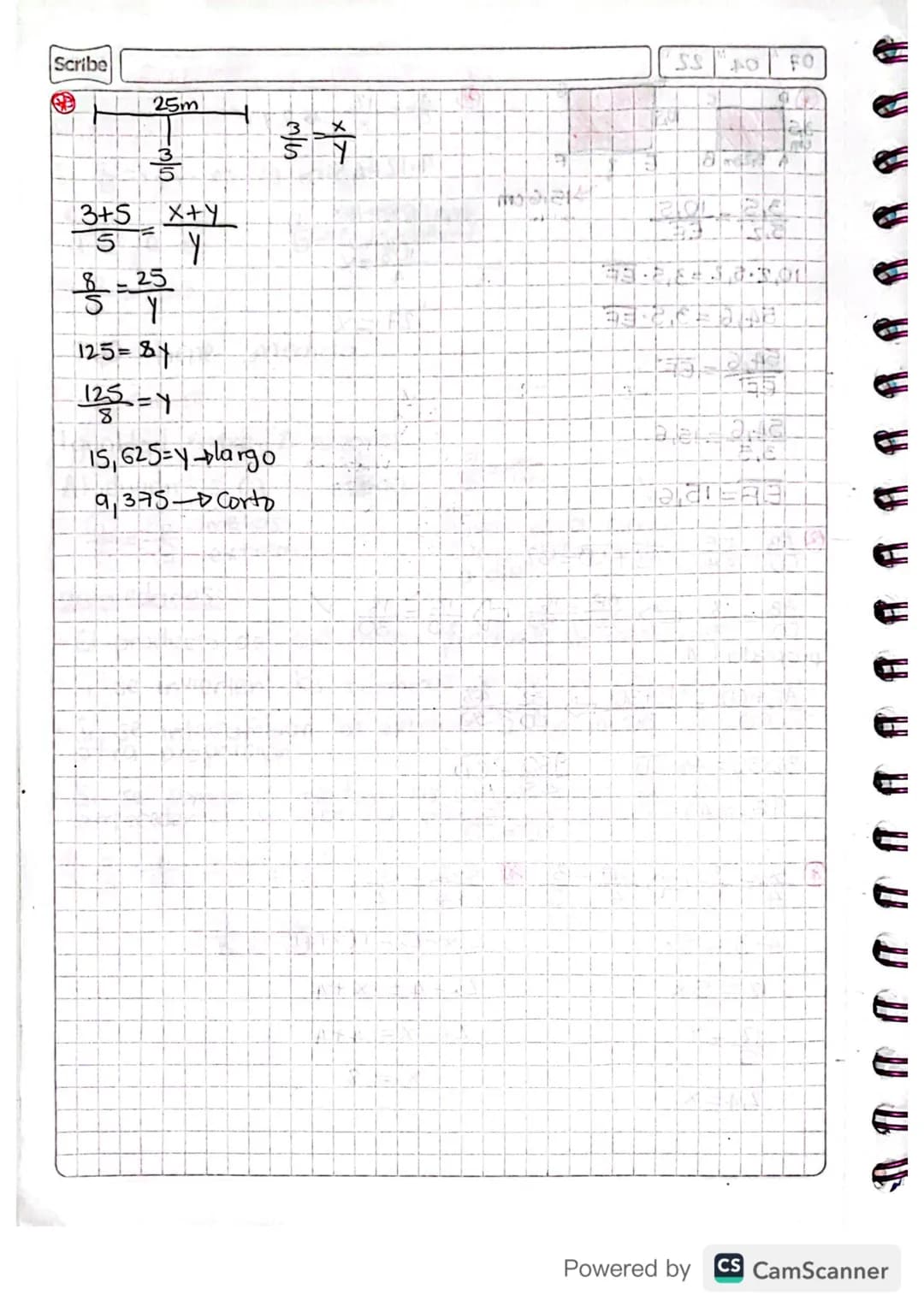 Scribe Razones y proporciones
Razón:
S₁ =r, Y. es la razón
a es a b
Antecedente
Consecuente
= 2,25
No tiene medida
Proporción
Igualdad entre