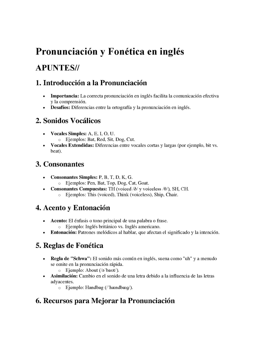 Pronunciación y Fonética en inglés