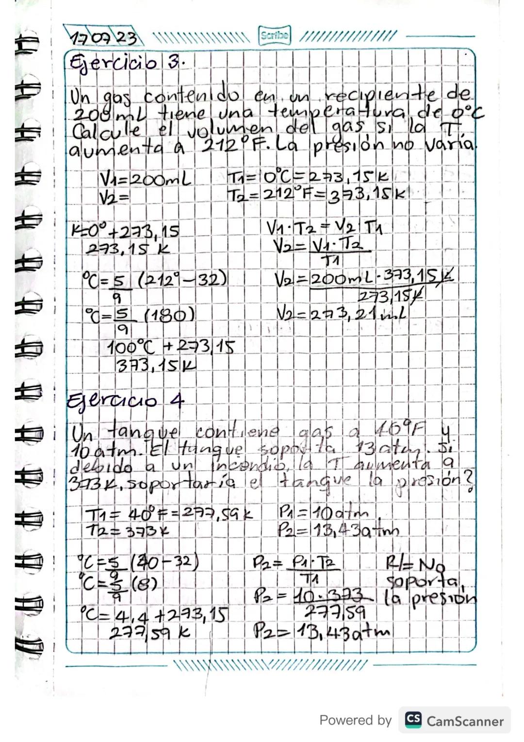 110723
Presion
Scribe
Gases Ideales
+ atm, mmHg, Torr, Pas, KPas, PSi, bar
# °C °F K
Temperatura
V
+ m³, cm³ mL, L
Volumen
Conversiones:
• P