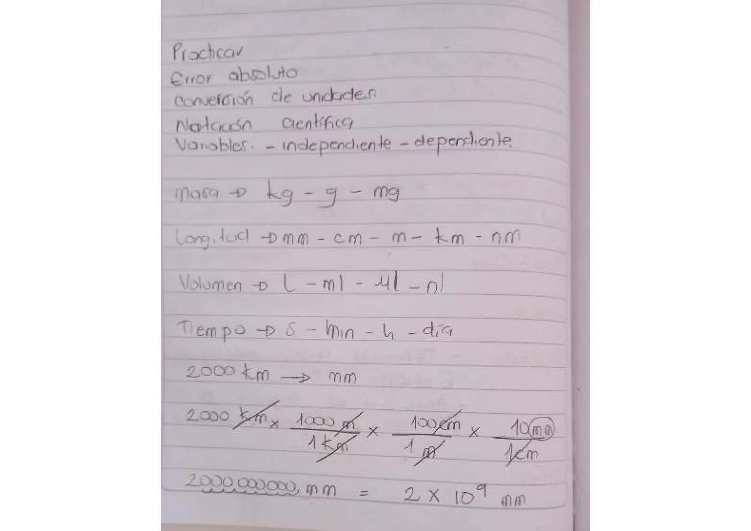 Prachcar
Error absoluto
Conversión de unidades
Natación
Centifica
Vonables. - Independiente - dependiente
mara + kg -g - mg
Longitud -mm-cm-