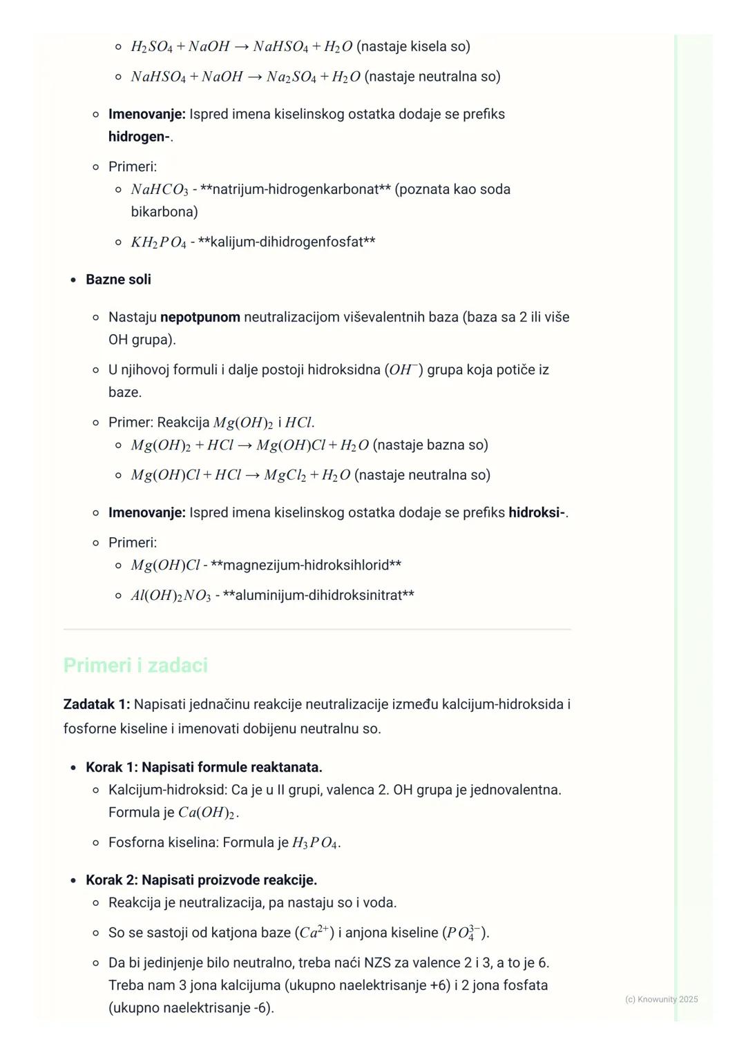 # Soli

Šta su soli? Uvod

Soli su jonska jedinjenja koja nastaju u reakciji neutralizacije između kiseline i
baze. Sastoje se od katjona me