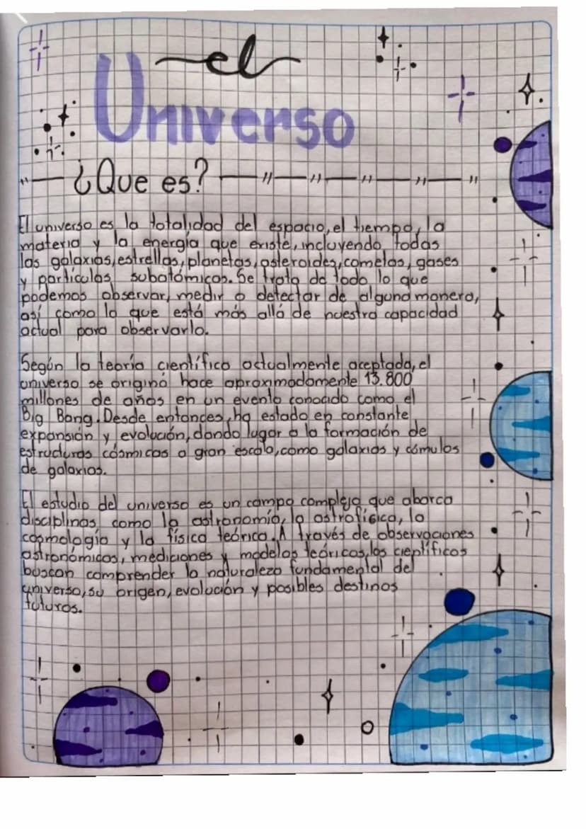 +
et
Universo
¿Que es?
H
El universo es la totalidad del espacio, el tiempo, la
materia
la energía que existe, incluyendo, todas
las galaxia