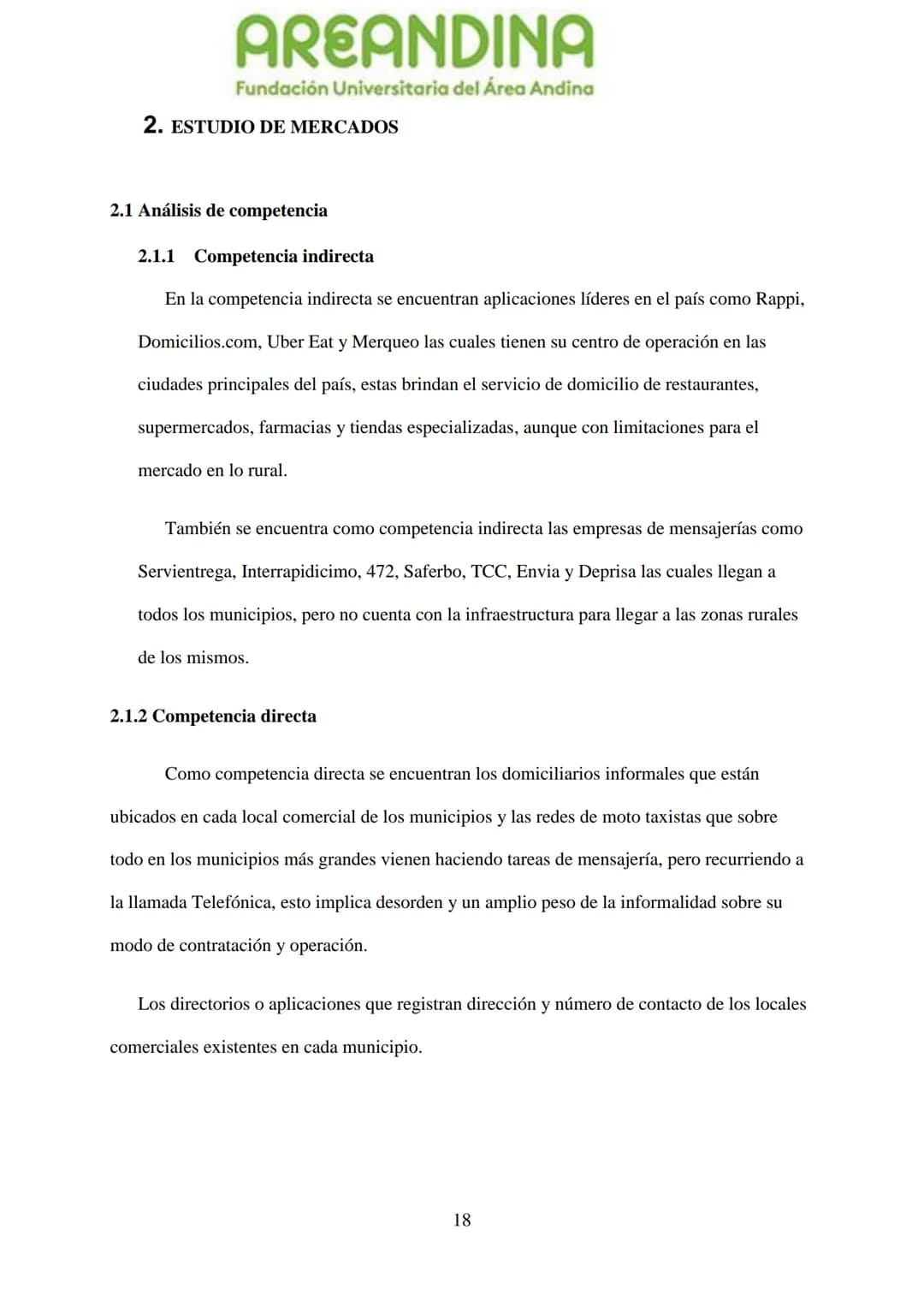 AREANDINA
Fundación Universitaria del Área Andina
TRABAJO DE GRADO PARA OPTAR AL TÍULO DE PROFESIONAL EN
MERCADEO Y PUBLICIDAD
MODALIDAD CRE