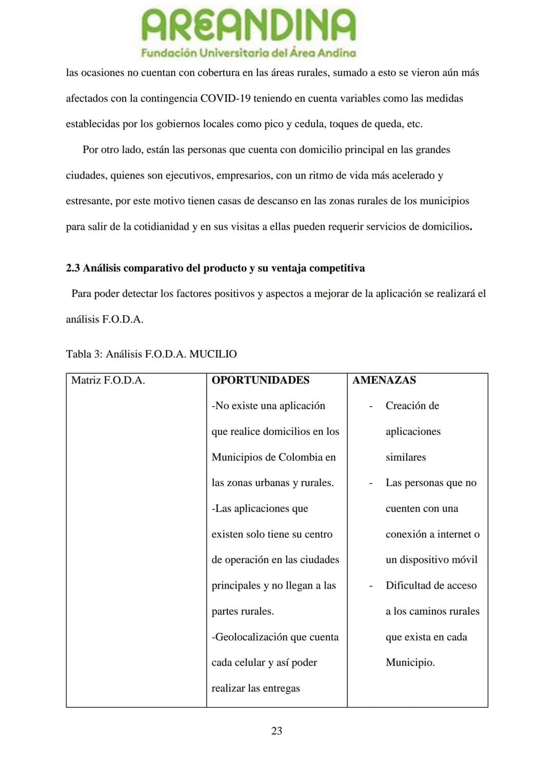 AREANDINA
Fundación Universitaria del Área Andina
TRABAJO DE GRADO PARA OPTAR AL TÍULO DE PROFESIONAL EN
MERCADEO Y PUBLICIDAD
MODALIDAD CRE