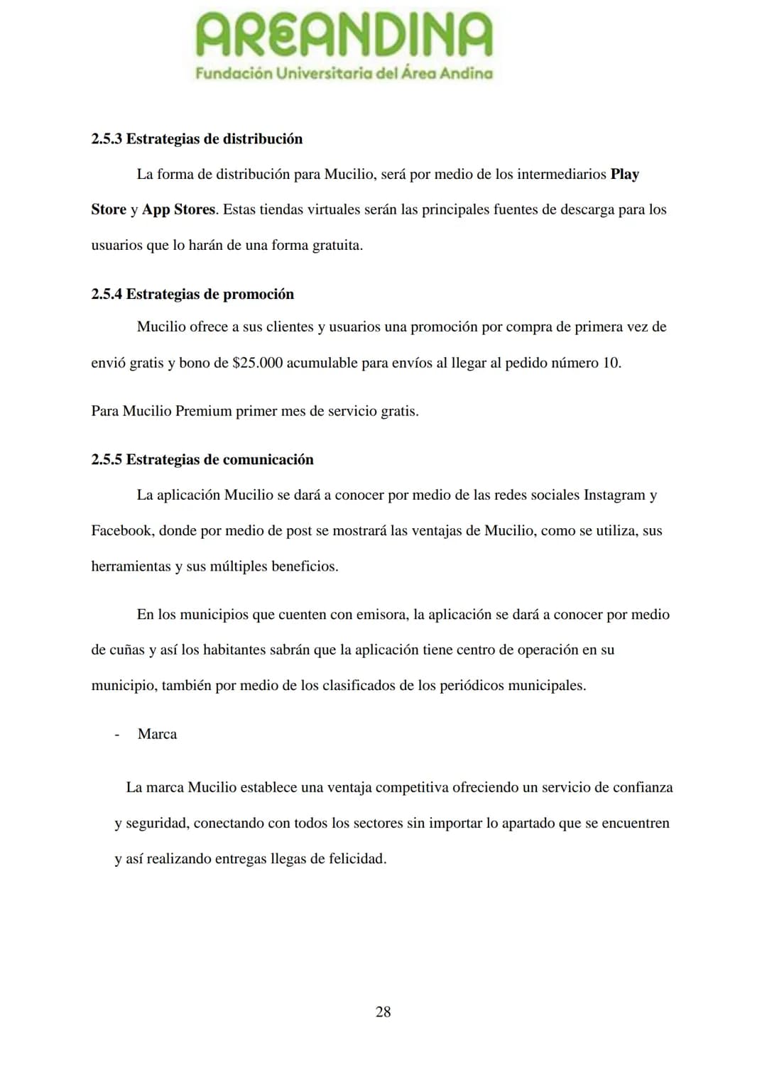 AREANDINA
Fundación Universitaria del Área Andina
TRABAJO DE GRADO PARA OPTAR AL TÍULO DE PROFESIONAL EN
MERCADEO Y PUBLICIDAD
MODALIDAD CRE