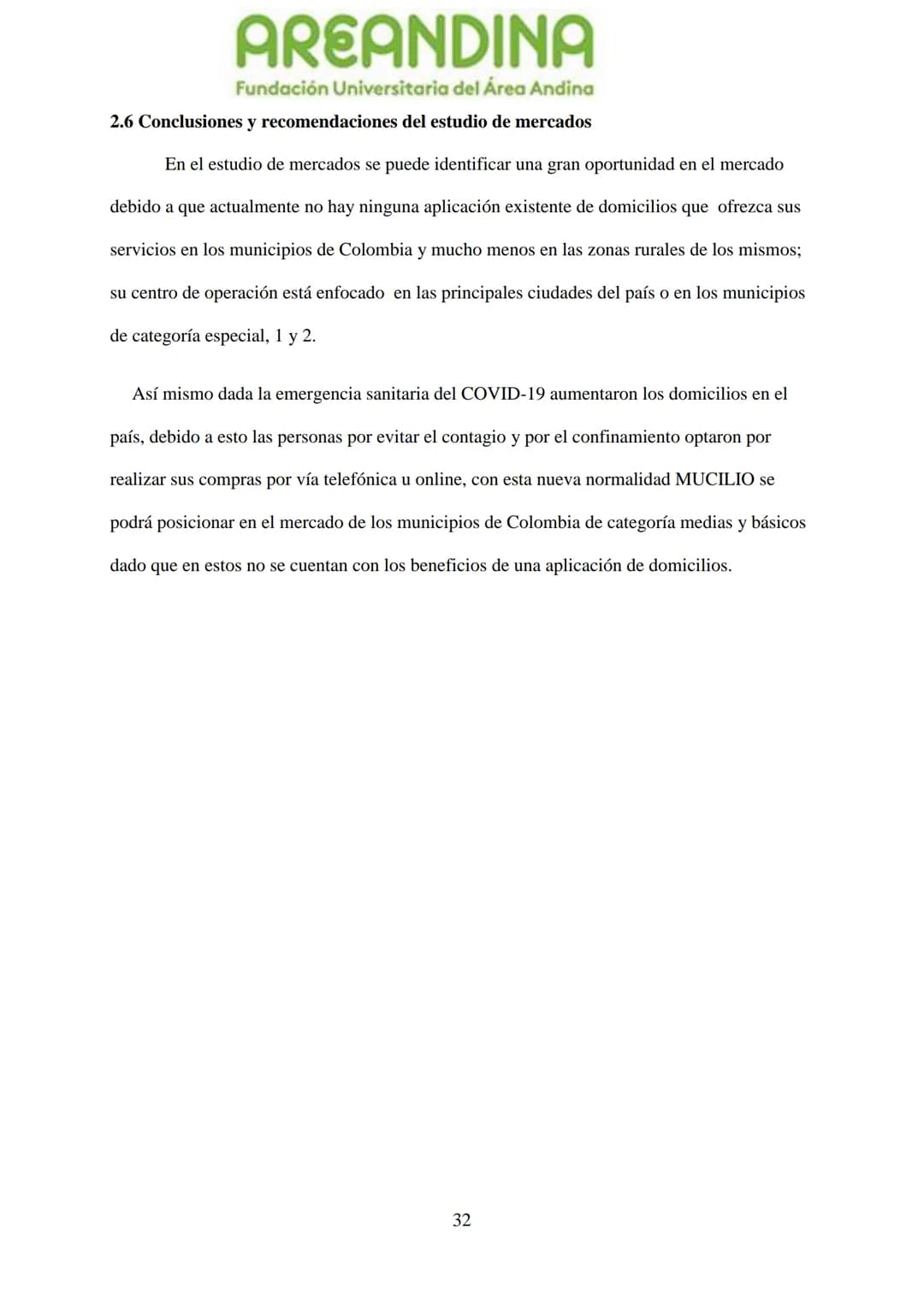AREANDINA
Fundación Universitaria del Área Andina
TRABAJO DE GRADO PARA OPTAR AL TÍULO DE PROFESIONAL EN
MERCADEO Y PUBLICIDAD
MODALIDAD CRE