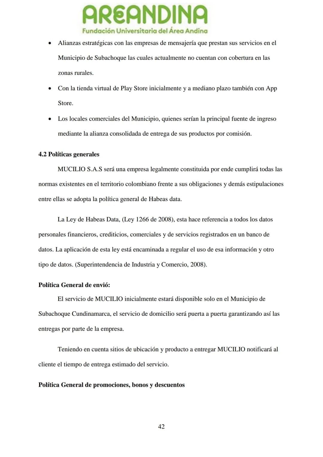 AREANDINA
Fundación Universitaria del Área Andina
TRABAJO DE GRADO PARA OPTAR AL TÍULO DE PROFESIONAL EN
MERCADEO Y PUBLICIDAD
MODALIDAD CRE