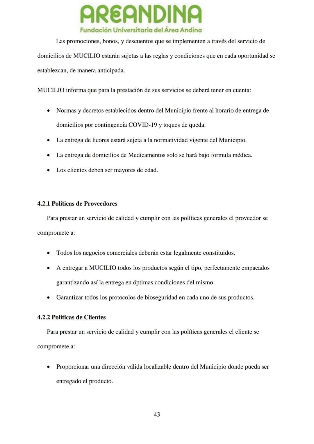 AREANDINA
Fundación Universitaria del Área Andina
TRABAJO DE GRADO PARA OPTAR AL TÍULO DE PROFESIONAL EN
MERCADEO Y PUBLICIDAD
MODALIDAD CRE