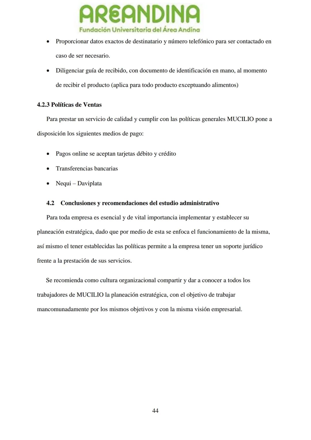 AREANDINA
Fundación Universitaria del Área Andina
TRABAJO DE GRADO PARA OPTAR AL TÍULO DE PROFESIONAL EN
MERCADEO Y PUBLICIDAD
MODALIDAD CRE