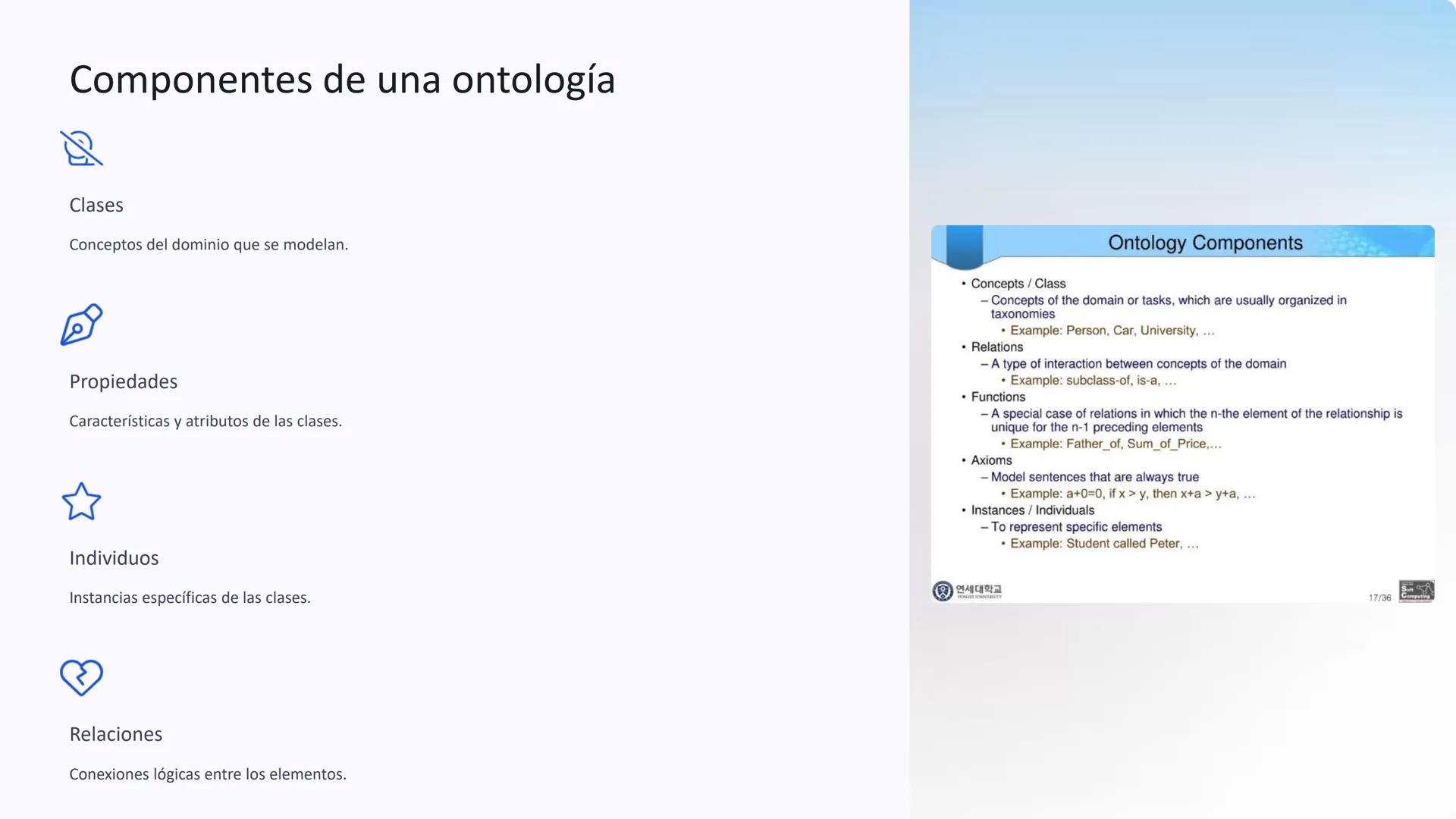 Instruments
Strings
Winds
Percussion
Woodwinds
Brass
clarinet
flute
oboe
trumpet
horn
tuba
Ontología:
Características,
planteamientos y
conc