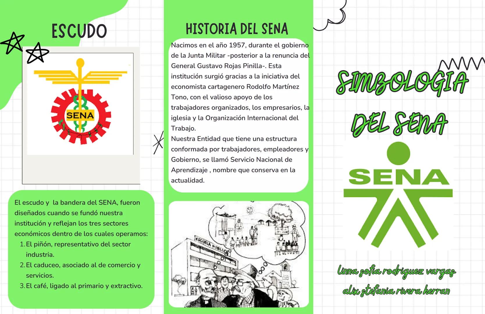 ☆
ESCUDO
SENA
HISTORIA DEL SENA
Nacimos en el año 1957, durante el gobierno
de la Junta Militar -posterior a la renuncia del
General Gustavo