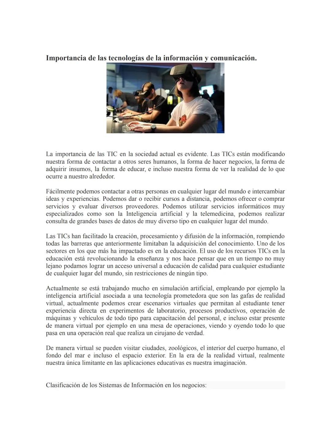 Concepto de las tecnologías de la información
Las tecnologías y de información y la comunicación (TICS) surgen a partir de los
desarrollos d