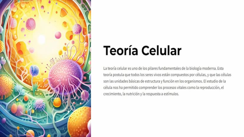 Teoría Celular
La teoría celular es uno de los pilares fundamentales de la biología moderna. Esta
teoría postula que todos los seres vivos e