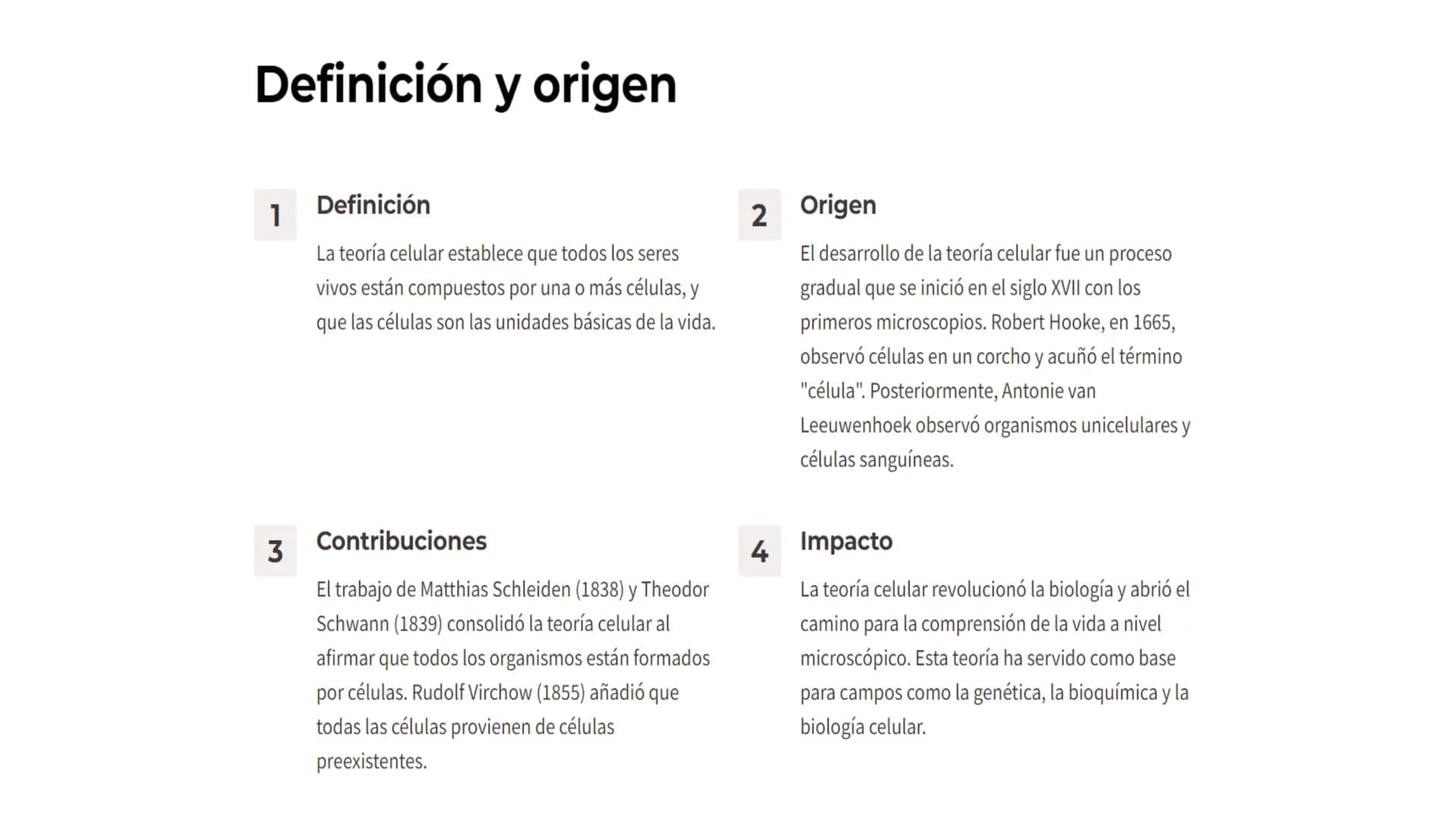Teoría Celular
La teoría celular es uno de los pilares fundamentales de la biología moderna. Esta
teoría postula que todos los seres vivos e