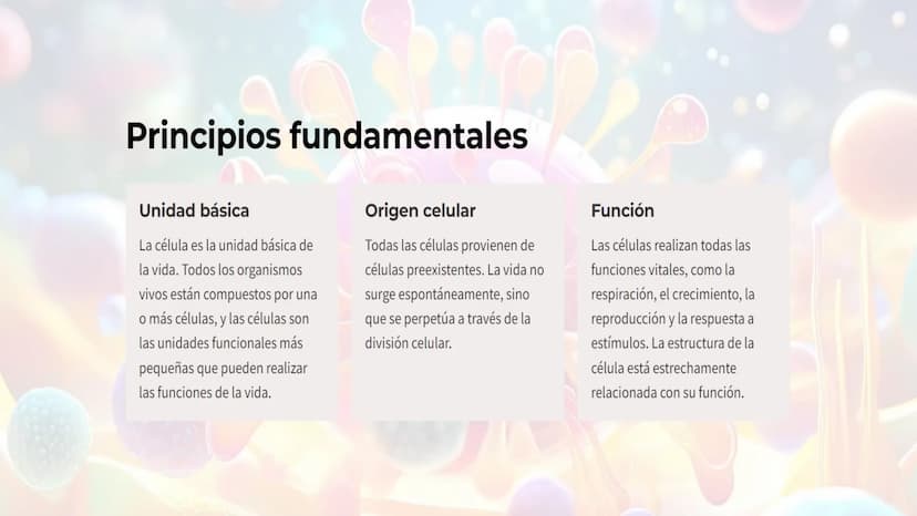 Teoría Celular
La teoría celular es uno de los pilares fundamentales de la biología moderna. Esta
teoría postula que todos los seres vivos e