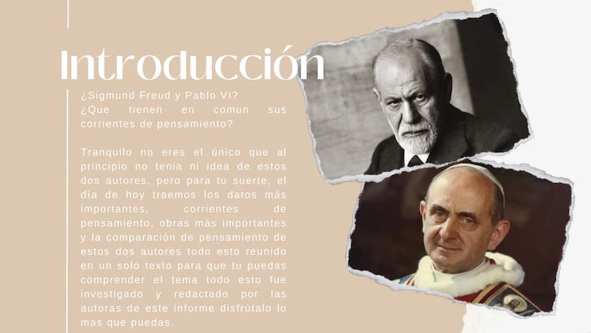 Sigmund Freud y
Pablo VI
ENTRE LA CORRIENTE
DEL HUMANISMO
cald
در
hop
land.
che
foo Introducción
¿Sigmund Freud y Pablo VI?
¿Que tienen en
c