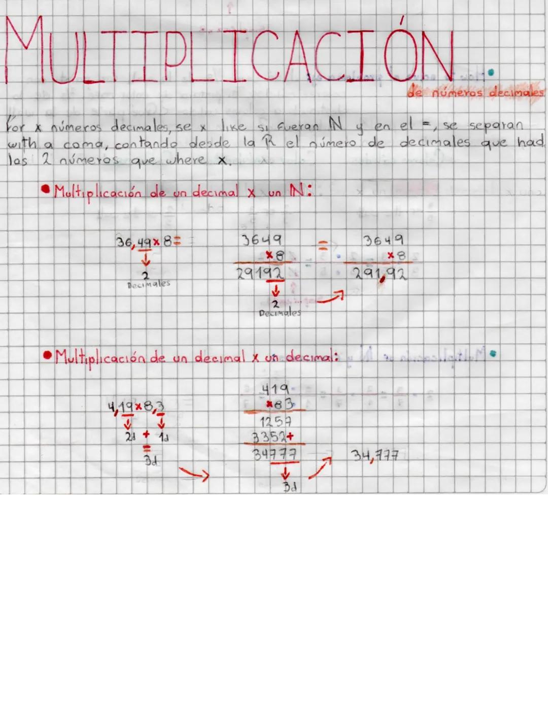 Multiplicación y División de Decimales