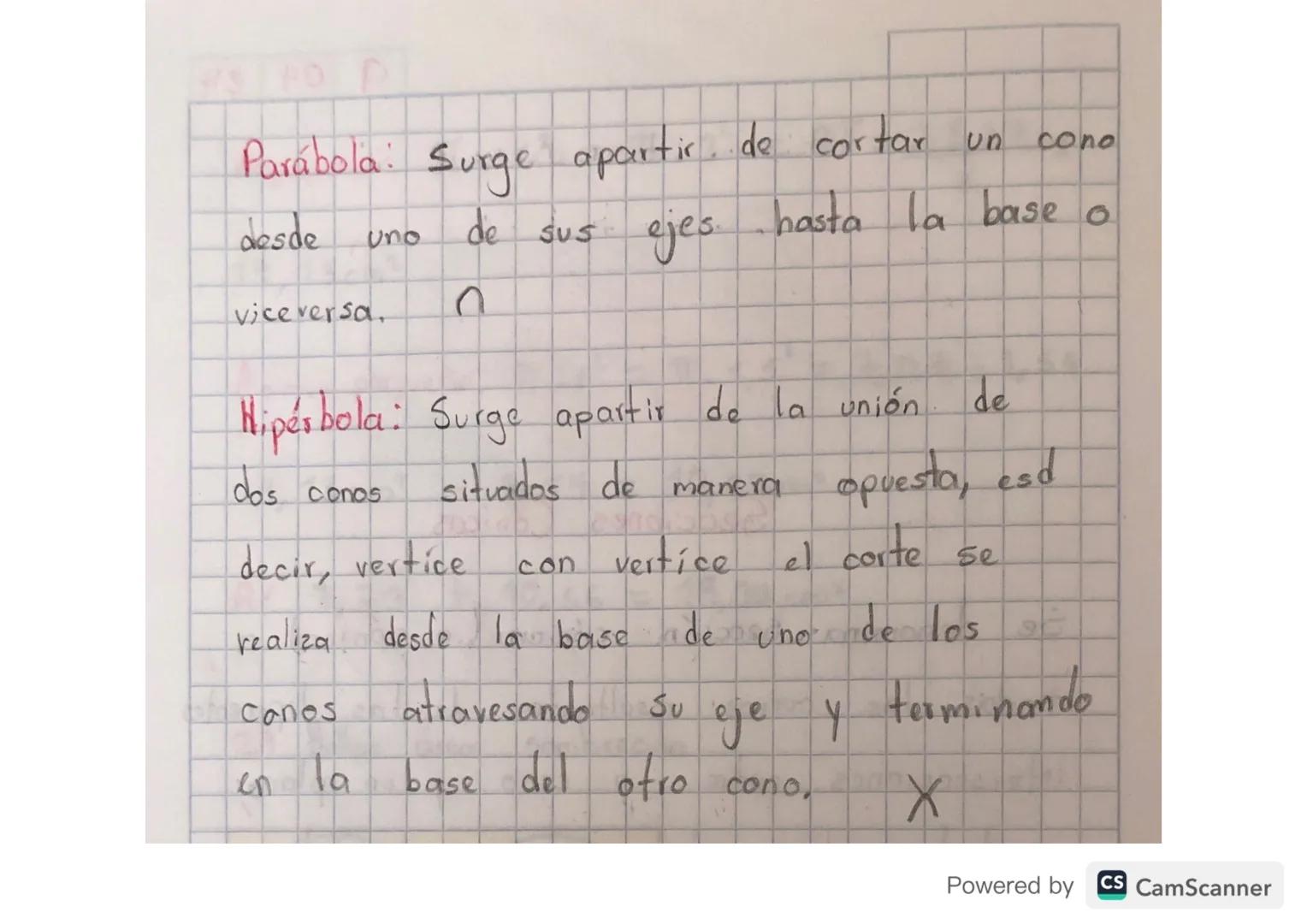 # Secciones Cónicas

Se denomina sección cónica (o cónica) a
todas las curvas resultantes de las diferentes
Intersecciones entre un cono y u