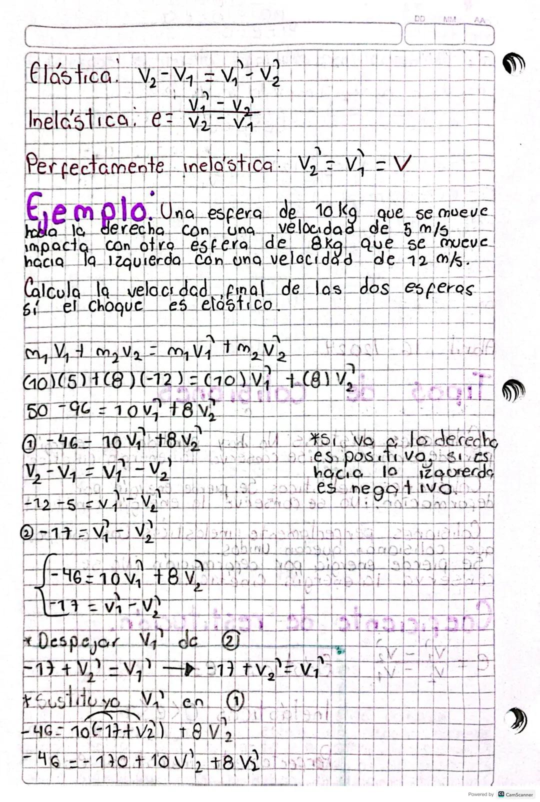 DD
MM
2 Cuerpos el impetu total del problema. es
Constante
Tipos de colisiones.
Elasticas:
01
4
to
Apelastica
00
Perfectamente inelastica.
E