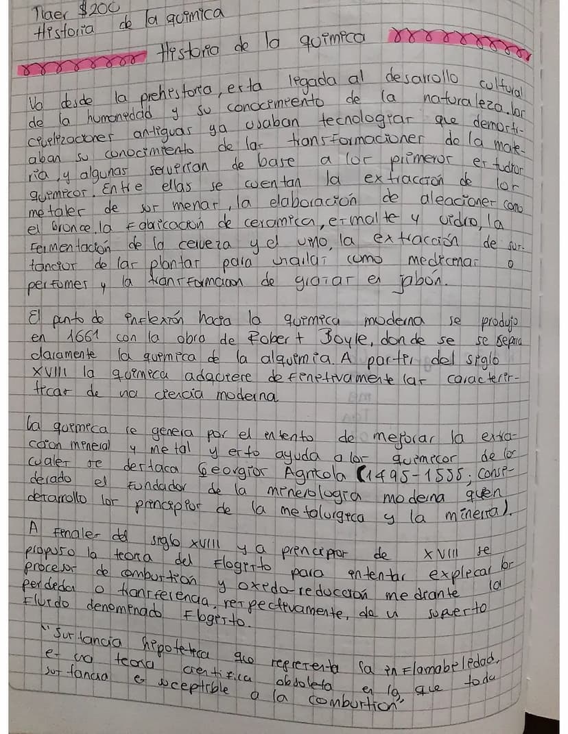 Taer $200
Historia
de la quimica
ச
Historia de la quimica rr
Vo desde la prehistoria, esta legada al desarrollo cultural
de la humanidad y
c