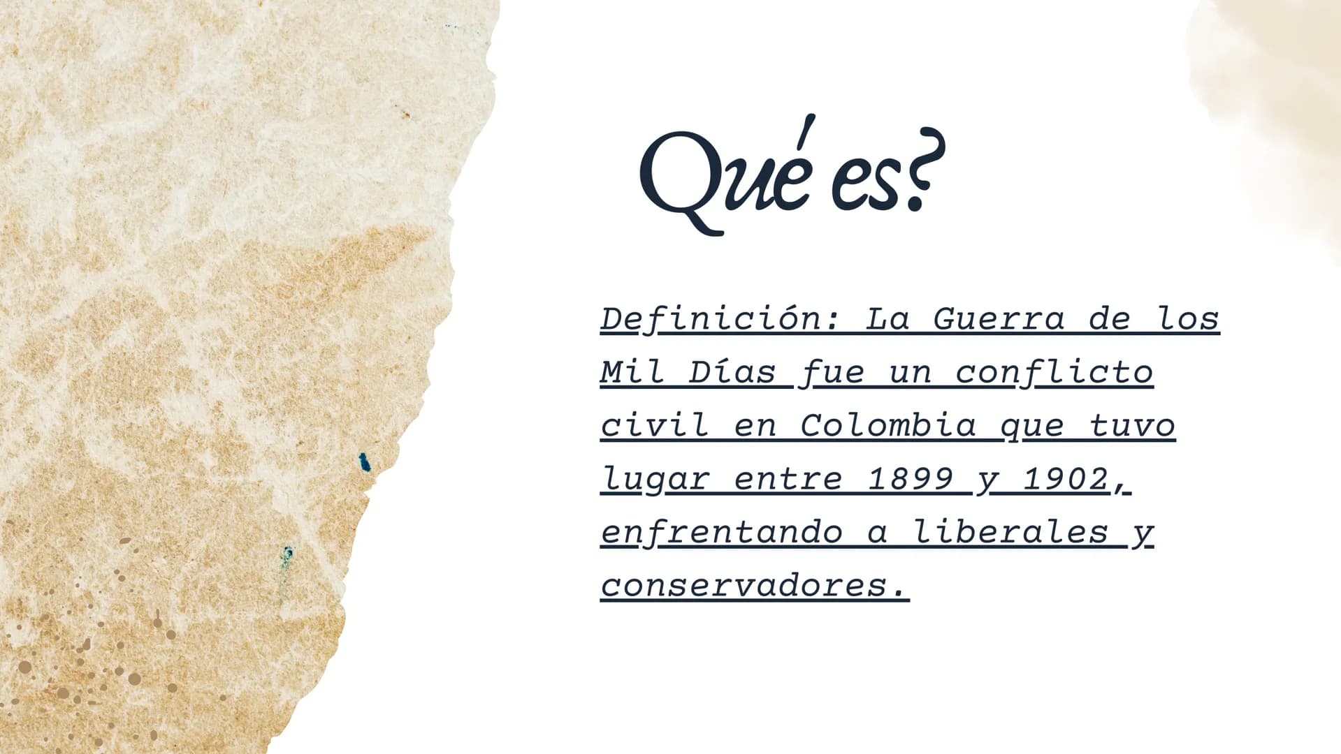 GUERRA DE LOS
1000 DIAS Introducción
La Guerra de los Mil Días fue uno de los conflictos más
devastadores en la historia de Colombia. Entre 