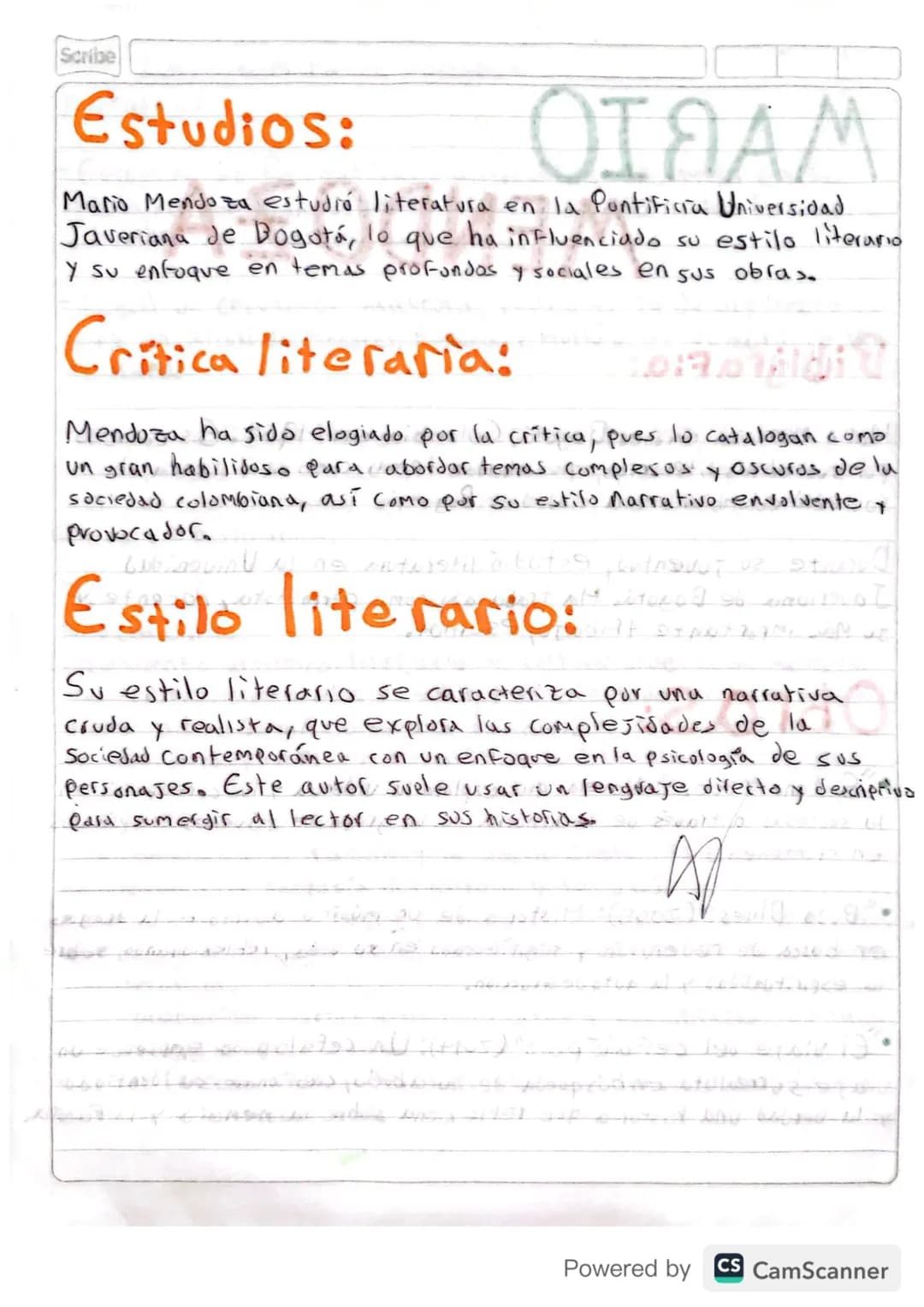 MARIO
Meil olites 12.
Scribe
:201butad
MENDOZA
Biografia:
Ammatil
OM GOM
Mario Mendoza nace en Bogotá, Colombia en 1964. Es conocido.
Por su
