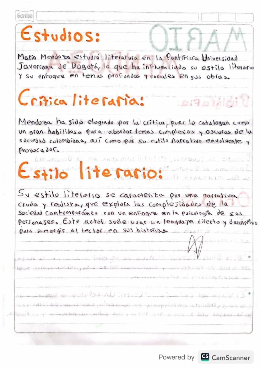 MARIO
Meil olites 12.
Scribe
:201butad
MENDOZA
Biografia:
Ammatil
OM GOM
Mario Mendoza nace en Bogotá, Colombia en 1964. Es conocido.
Por su