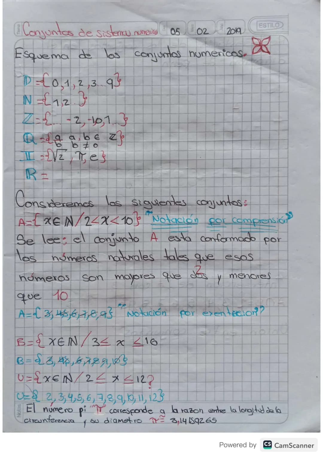 Conjuntos de sistemicu numerico 05
ESTILO
02
2019
Esquema de las conjuntos numericos.
D=CO,1,2,3 93
N = {12}
2-2-2-10,1}
A-da a bez p
670
πl