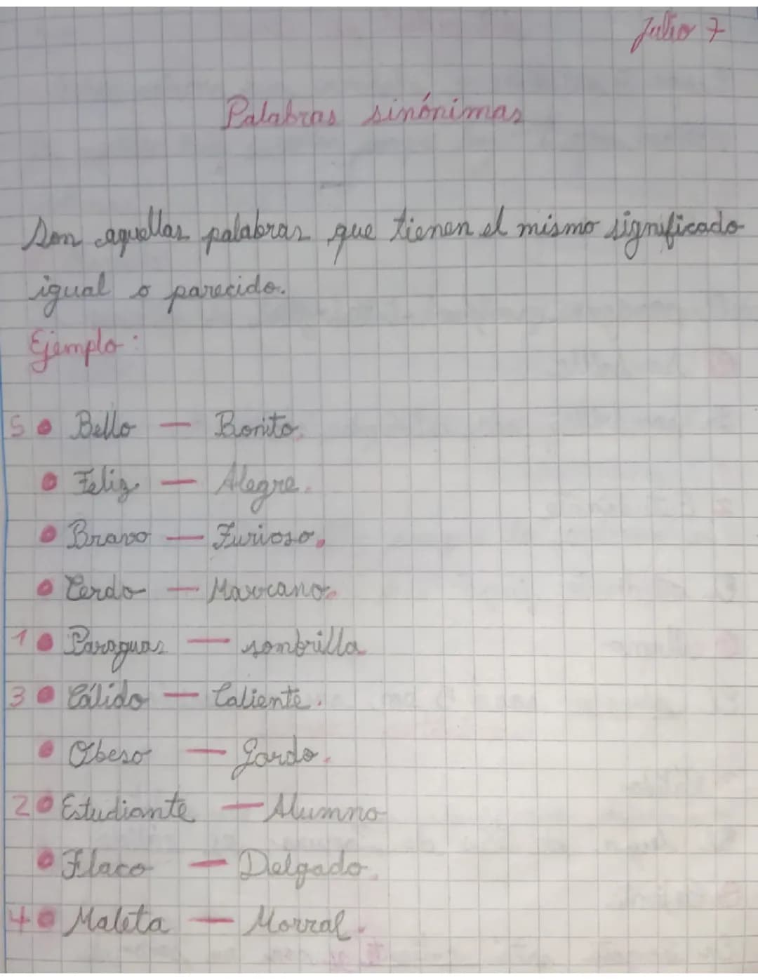 Palabras sinónimas 