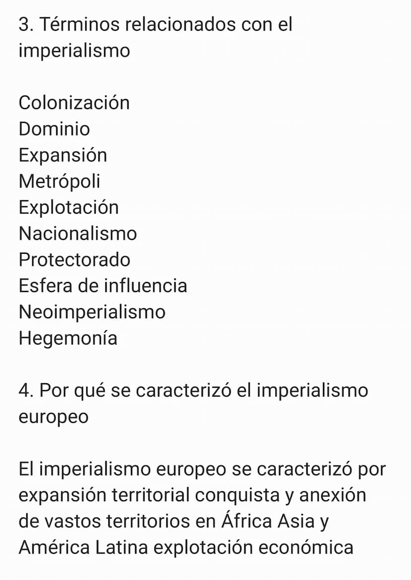 1. Conceptos de imperialismo y
colonialismo
Imperialismo es una política o práctica
mediante la cual un país extiende su
control y dominio s