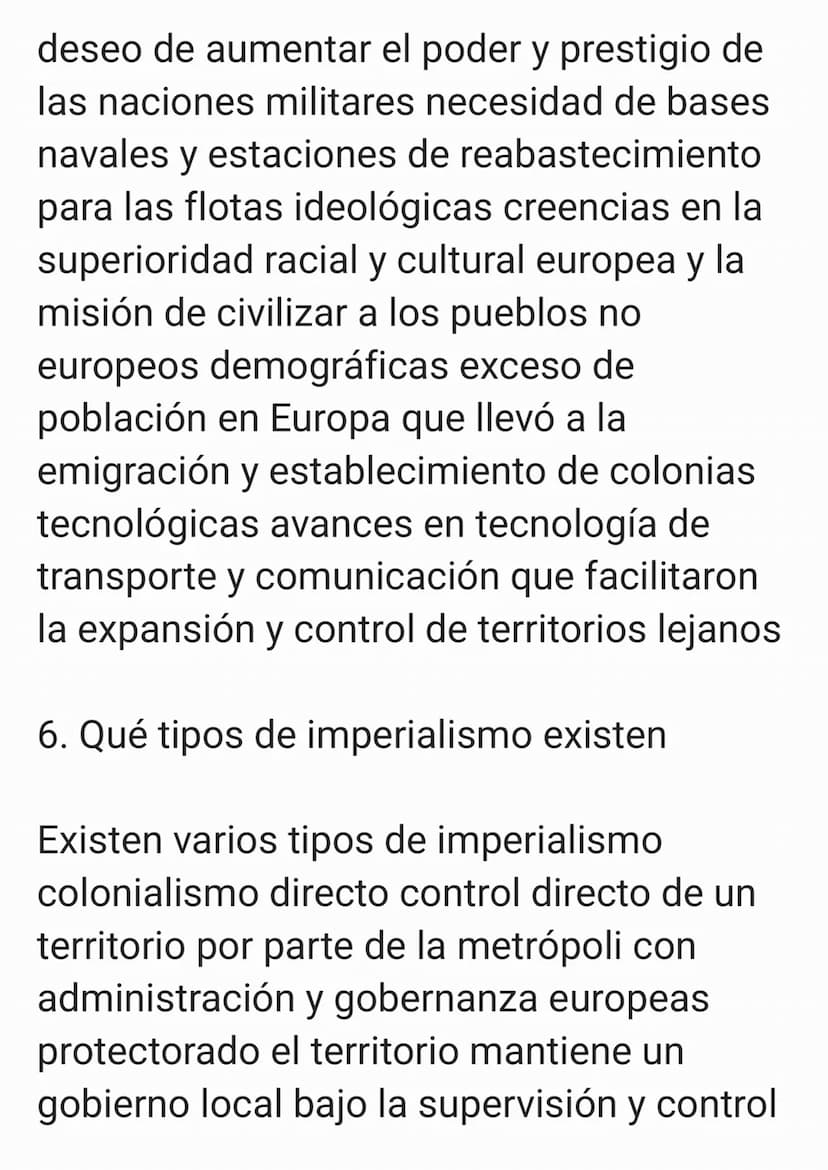 1. Conceptos de imperialismo y
colonialismo
Imperialismo es una política o práctica
mediante la cual un país extiende su
control y dominio s