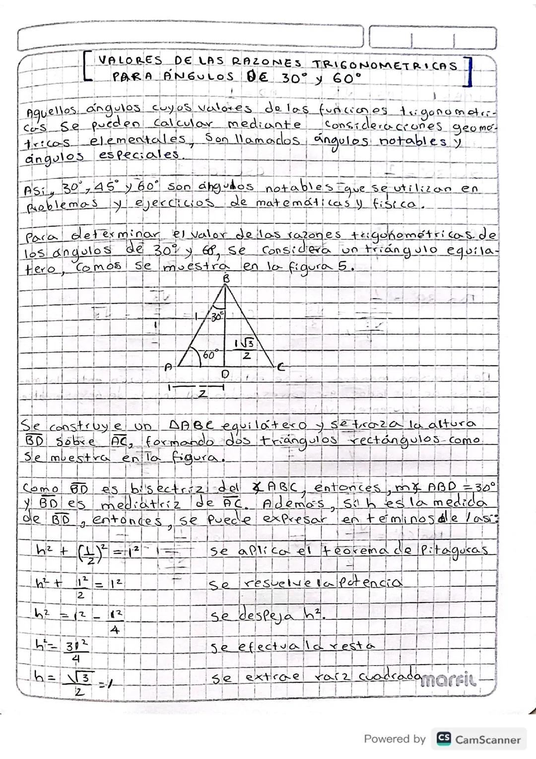 Valores de las razones trigonométricas