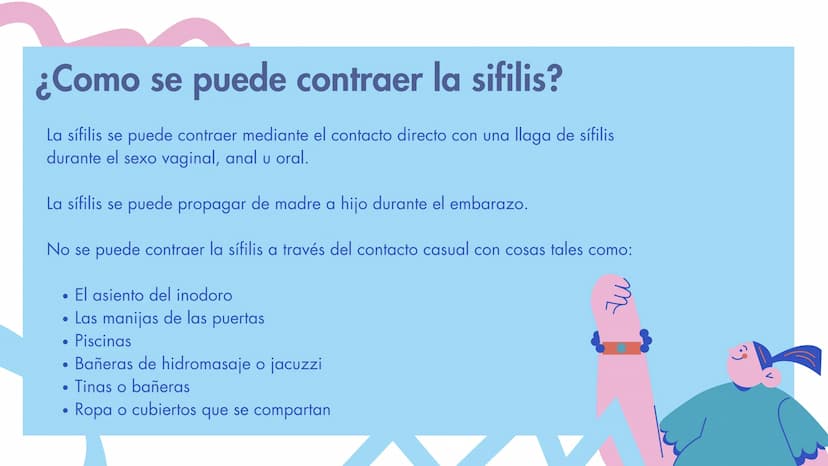 ¿Qué es la sifilis?
La sífilis es una infección de transmisión sexual, que
puede causar graves problemas de salud si no se trata.
La infecci