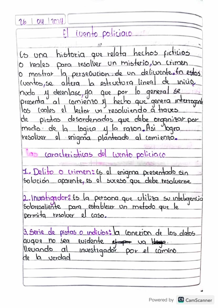 26 / 04 / 2024
04/2024
El cuento policiaco.
Es una
historia
que
relata hechos ficticios.
。 reales para resolver un misterio, un crimen.
10 m