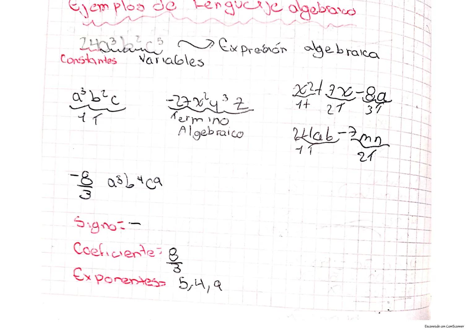 # Lenguaje algebra co

6η una expreción, algebraica se indican
números conocidos y desconocidos. A los
números conocidos se les denomina con