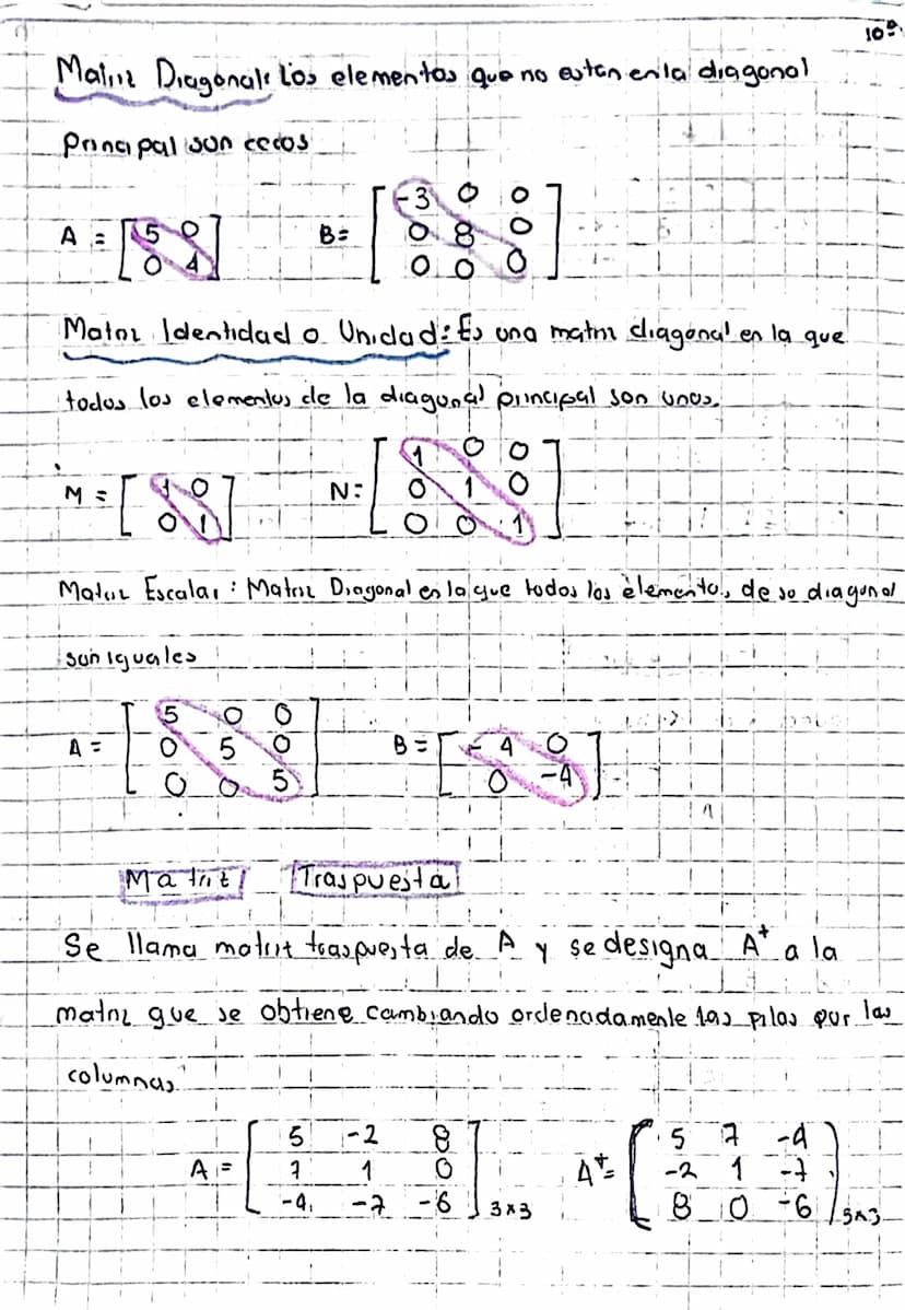 TIPOS DE
MATRICES
100
Matriz Fila (Vector Fila: Matril Formada por una sola Ala
A = (all 0112 a1s... a₁4) 1xn
(532) 1×3 (-7 120 √2) 1x4
Malm
