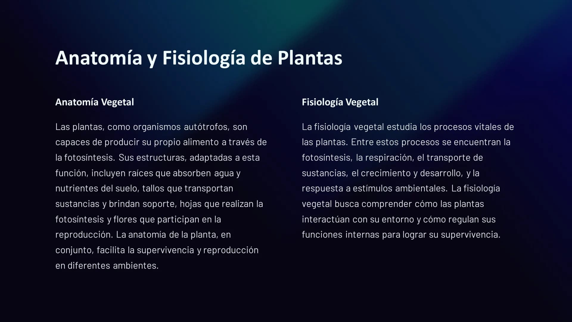 Estructura y Función
de los Organismos
La biología es la ciencia que estudia la vida. Desde el microscópico
mundo de las células hasta los c