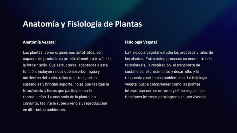 Estructura y Función
de los Organismos
La biología es la ciencia que estudia la vida. Desde el microscópico
mundo de las células hasta los c