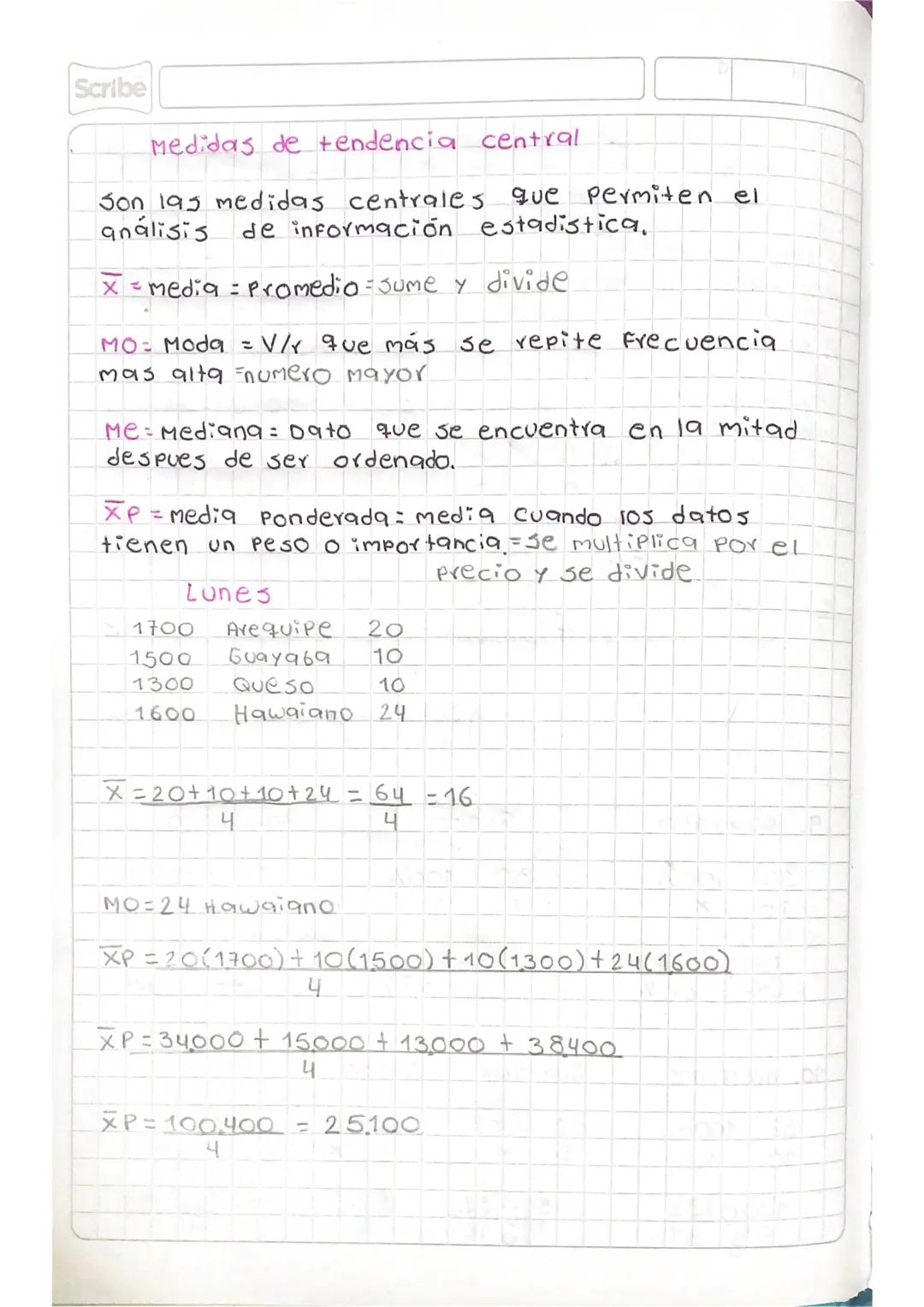 Medidas de tendencia central 