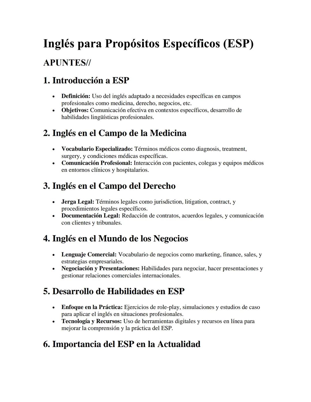 Inglés para Propósitos Específicos