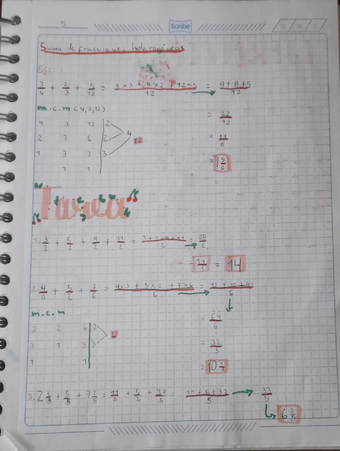 --- OCR Start ---
D
M
A
4
Scribe
Nimoros
Fraccionario
Es un pedazo de una o mas unidades.
Dj
\frac{1}{4}
Numevador
Denominada
Numero
Fraccio