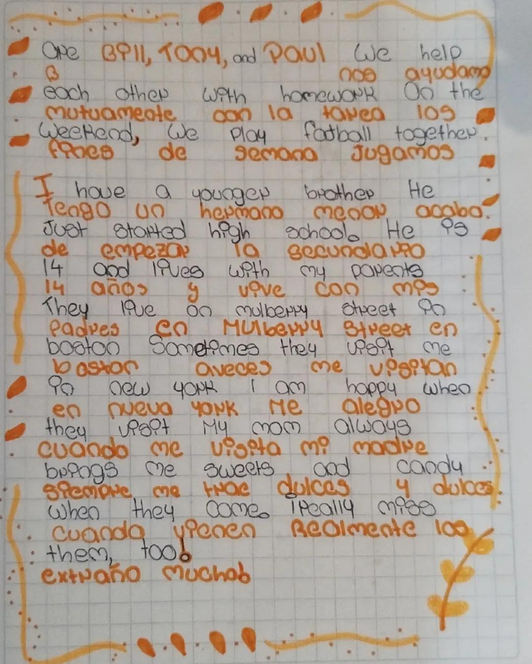 --- OCR Start ---
mo nombre
Hi! OPce to meet you! my come
Hola mucho gusto
is John gmith I am
19 and
es Joha smith tengo 19 años
Studen in
c