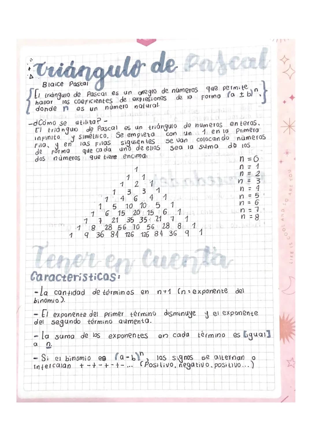 El triángulo de Pascal y cocientes notables 